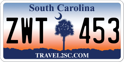 SC license plate ZWT453