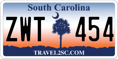 SC license plate ZWT454