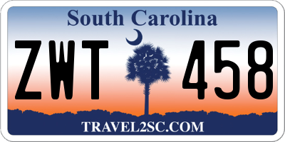 SC license plate ZWT458