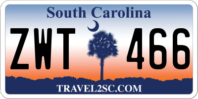 SC license plate ZWT466