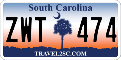 SC license plate ZWT474