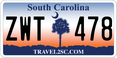 SC license plate ZWT478