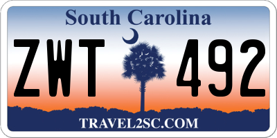 SC license plate ZWT492