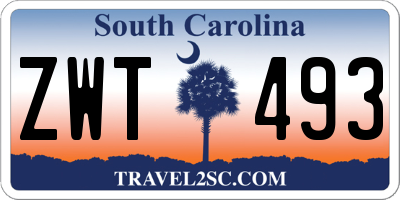 SC license plate ZWT493