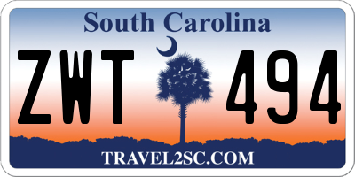 SC license plate ZWT494