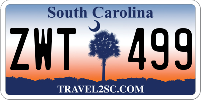 SC license plate ZWT499