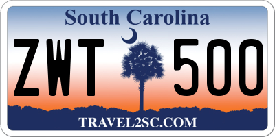SC license plate ZWT500