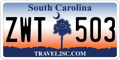 SC license plate ZWT503