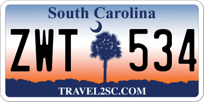 SC license plate ZWT534