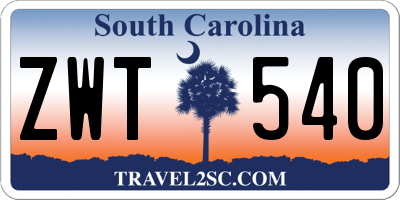 SC license plate ZWT540
