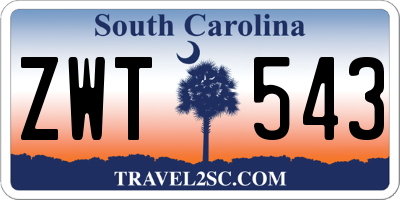 SC license plate ZWT543