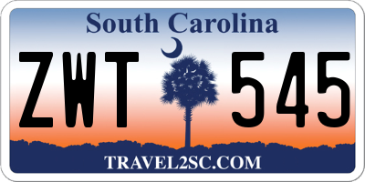 SC license plate ZWT545