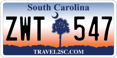 SC license plate ZWT547