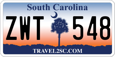 SC license plate ZWT548
