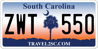 SC license plate ZWT550