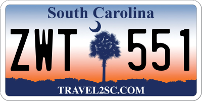 SC license plate ZWT551