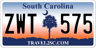 SC license plate ZWT575