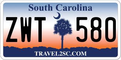 SC license plate ZWT580