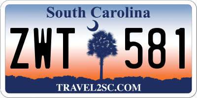 SC license plate ZWT581