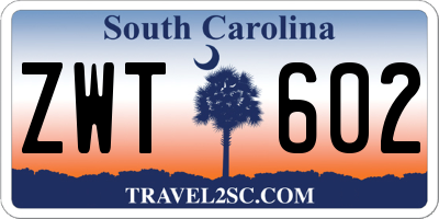 SC license plate ZWT602