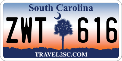 SC license plate ZWT616
