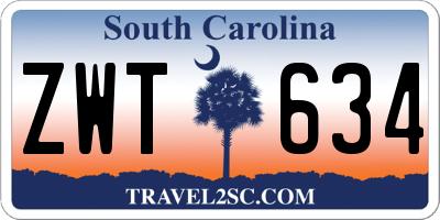 SC license plate ZWT634
