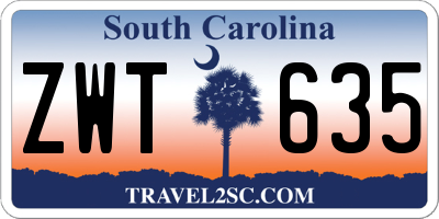 SC license plate ZWT635