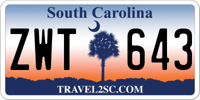 SC license plate ZWT643