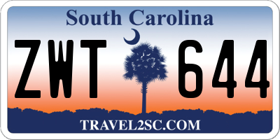 SC license plate ZWT644