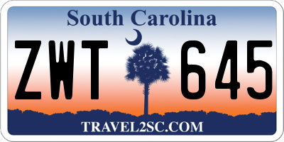 SC license plate ZWT645