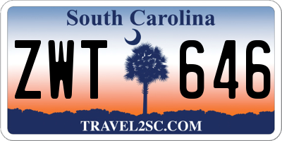 SC license plate ZWT646