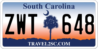 SC license plate ZWT648