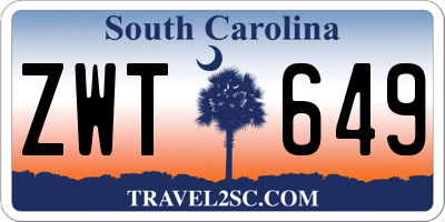 SC license plate ZWT649