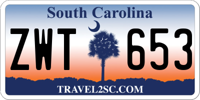 SC license plate ZWT653
