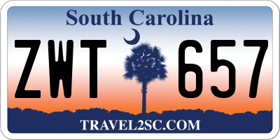 SC license plate ZWT657
