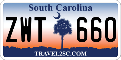 SC license plate ZWT660