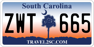 SC license plate ZWT665