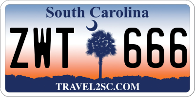 SC license plate ZWT666