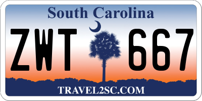 SC license plate ZWT667