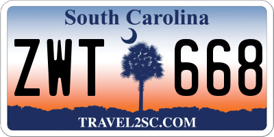 SC license plate ZWT668