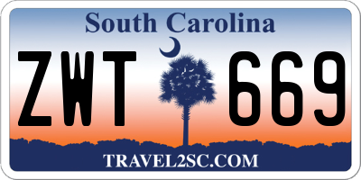 SC license plate ZWT669