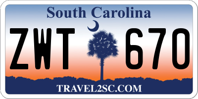 SC license plate ZWT670