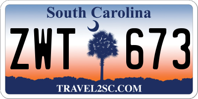 SC license plate ZWT673
