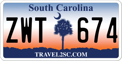 SC license plate ZWT674