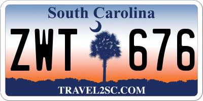 SC license plate ZWT676