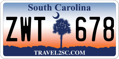 SC license plate ZWT678