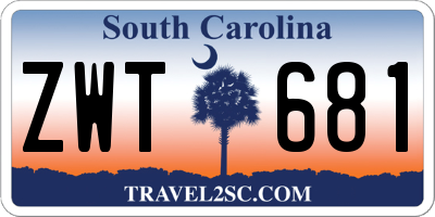 SC license plate ZWT681