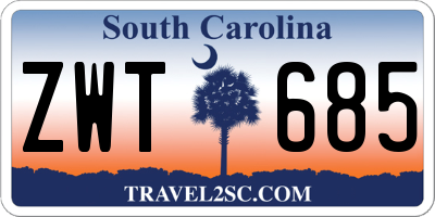 SC license plate ZWT685
