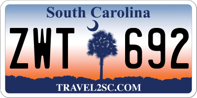 SC license plate ZWT692