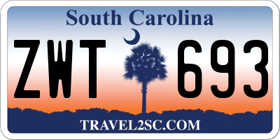 SC license plate ZWT693